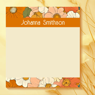 Retro Orange Groove Floral Notepad