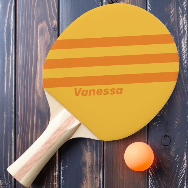 Retro Orange Groove Three Stripes with Name Ping Pong Paddle (Creator Uploaded)