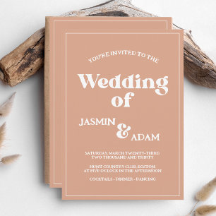 Retro Orange Groovy 70s Inspired Wedding Invitation