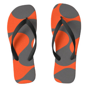 Retro Orange Mod Wave Pattern Jandals