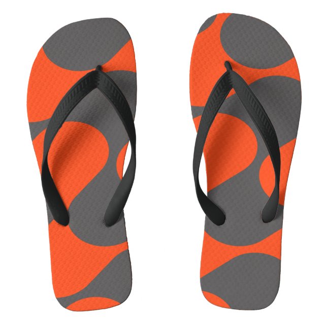 Retro Orange Mod Wave Pattern Jandals (Footbed)