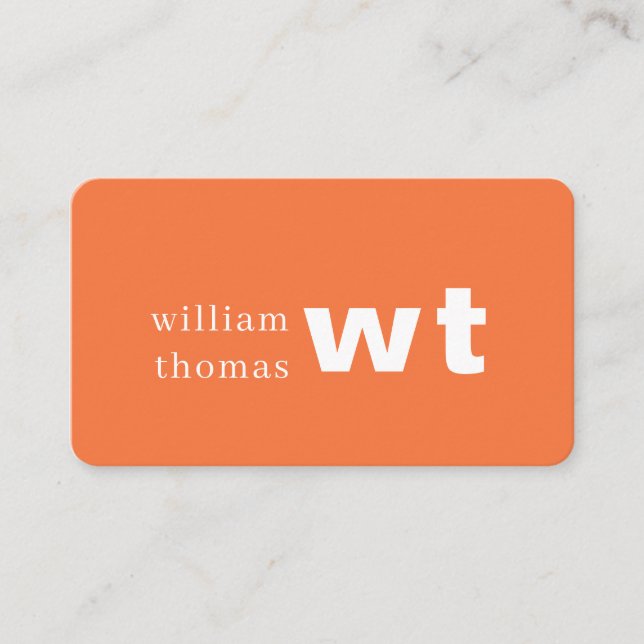 Retro Orange Monogram Vintage Business Style Card (Front)