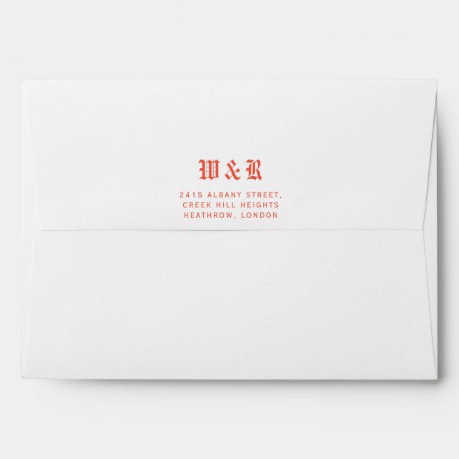 Retro Orange Monogram Wedding Envelope (Back (Top Flap))