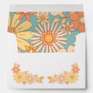 Retro Orange Peach Flora Groovy  Envelope