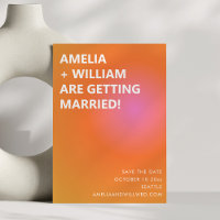 Retro Orange Pink Bold Gradient Modern Wedding