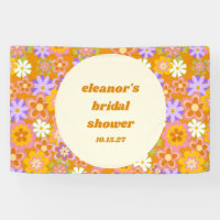 Retro Orange Purple Floral Custom Bridal Shower