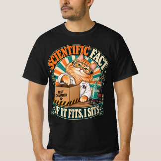 Retro Orange Scientist Cat Funny Chemistry Art T-Shirt