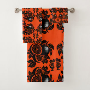 Retro Orange Slice Pattern Bath Towel Set