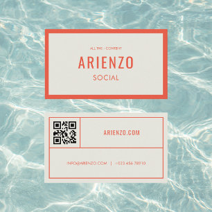 Retro Orange Social Media Business Card QR Code 