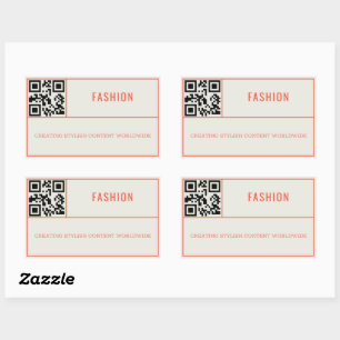 Retro Orange Social Media Influencer QR Code Rectangular Sticker