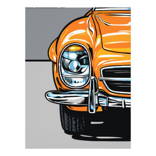 Retro Orange Sports Car Front Pop Art Illustration Photo Print