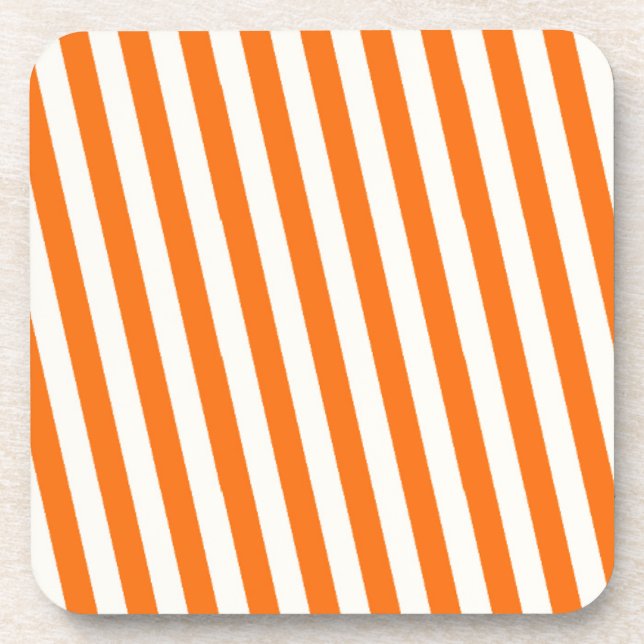 Retro Orange Striped Pattern Coaster (Front)
