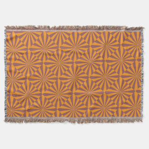 Retro Orange Sunburst Pattern Throw Blanket
