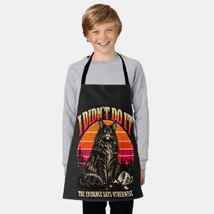 Retro Orange Sunset Maine Coon Innocent Cat Humour Apron