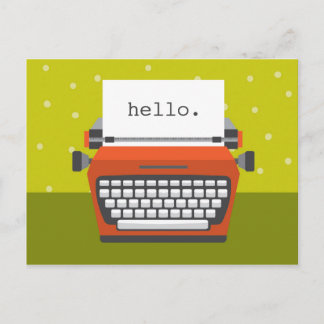 Retro Orange Typewriter Customisable Postcard