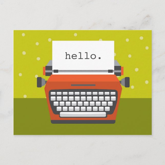 Retro Orange Typewriter Customisable Postcard (Front)