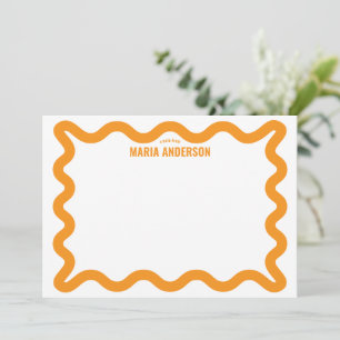 Retro Orange Wavy Border Personalised Card