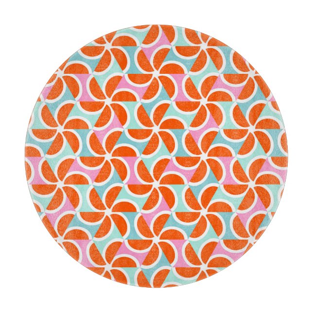 Retro Orange Wedge Pattern Cutting Board (Front)