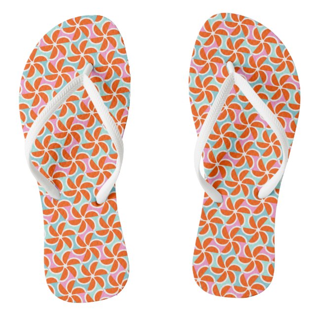 Retro Orange Wedge Pattern Jandals (Footbed)