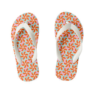 Retro Orange Wedge Pattern Kid's Jandals