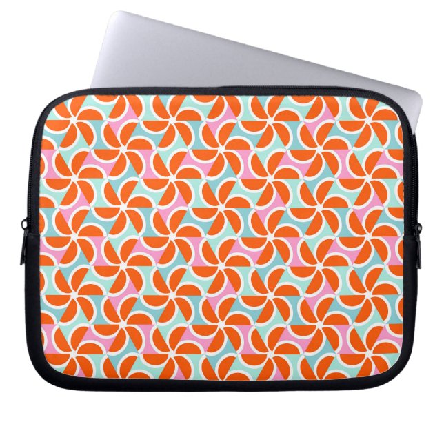 Retro Orange Wedge Pattern Laptop Sleeve (Front)