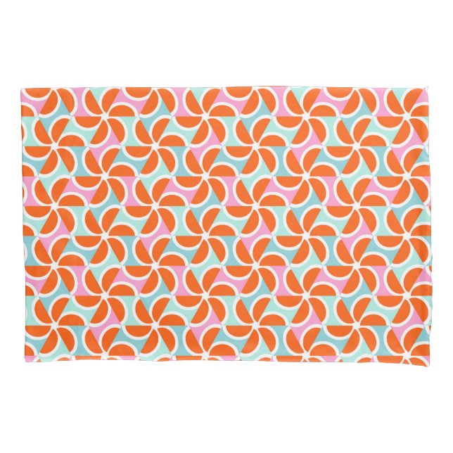 Retro Orange Wedge Pattern Pillowcase (Front-Left)