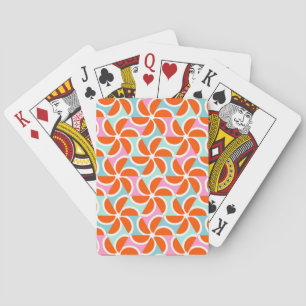 Retro Orange Wedge Pattern Playing Cards