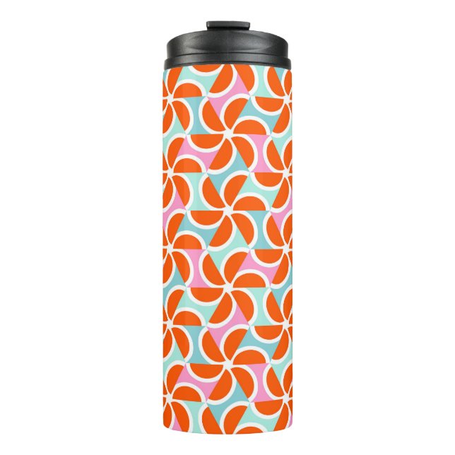 Retro Orange Wedge Pattern Thermal Tumbler (Front)