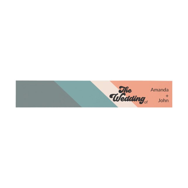 Retro Orange White Geometric The Wedding Of Invitation Belly Band (Flat)