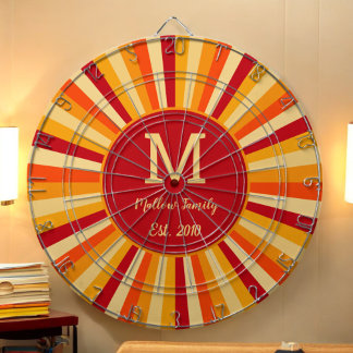 Retro Orange Yellow Family Game Dartboard