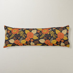 Retro Orange, Yellow & Navy Floral Body Cushion