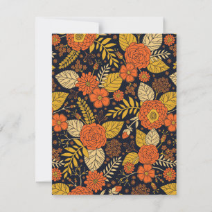 Retro Orange, Yellow & Navy Floral  Card