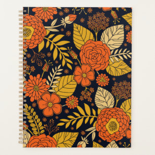 Retro Orange, Yellow & Navy Floral  Planner