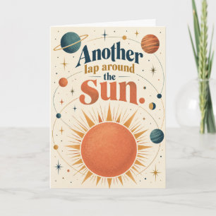 Retro Orbit Around the Sun Birthday Card