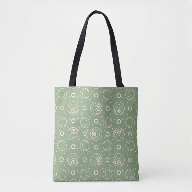 Retro Orbit Green Pattern Tote Bag  (Front)
