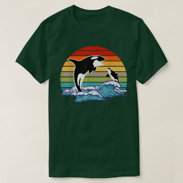 Retro Orca Killer Whale  T-Shirt (Design Front)