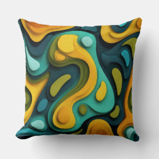 Retro Organic Flow Abstract Modern Throw Pillow