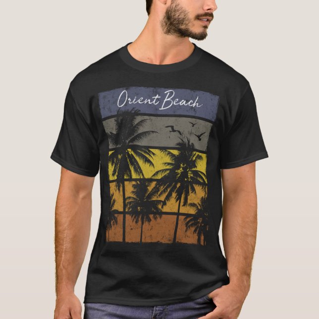 Retro Orient Beach Saint Martin Beach Palm Tree be T-Shirt (Front)
