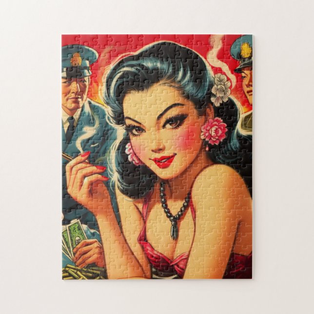 Retro Oriental Girl Jigsaw Puzzle (Vertical)