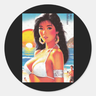 Retro Oriental Girl Sticker 