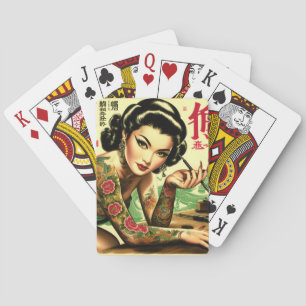 Retro Oriental Pin-up Playing Cards