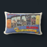 Retro Orlando Postcard Greeting Throw Pillow<br><div class="desc">What a terrific 1940's retro Orlando, Florida postcard pillow! This colourful vintage illustration for the State of Florida adds so much to a tropical decor. You can purchase the pillow as is or change the back by removing the image and adding a personal message. Choose the material and whether you...</div>