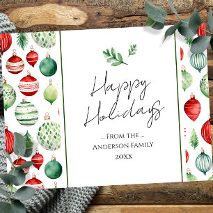 Retro Ornament Family Christmas Greetings  Postcard