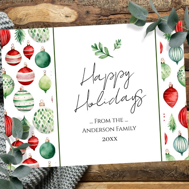 Retro Ornament Family Christmas Greetings  Postcard (Creator Uploaded)