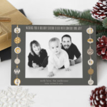 Retro Ornament Photo Christmas Holiday Card