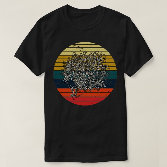 Retro Ornamental Bird Peacock T-Shirt (Design Front)