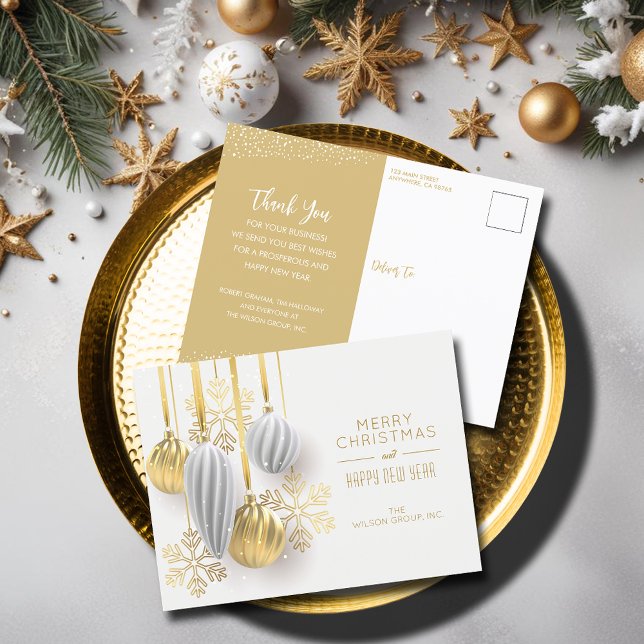 Retro Ornaments Business Christmas Greeting Holiday Postcard (Retro Christmas Ornaments Business Holiday Greeting Postcards)