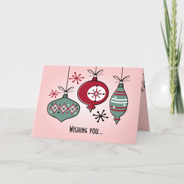 Retro Ornaments Holiday Card (Front)