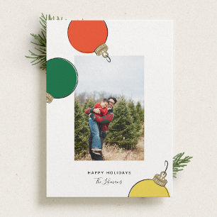 Retro Ornaments Holiday Photo Card