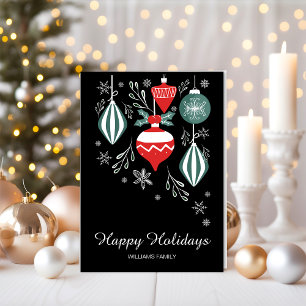 Retro Ornaments Holidays Card